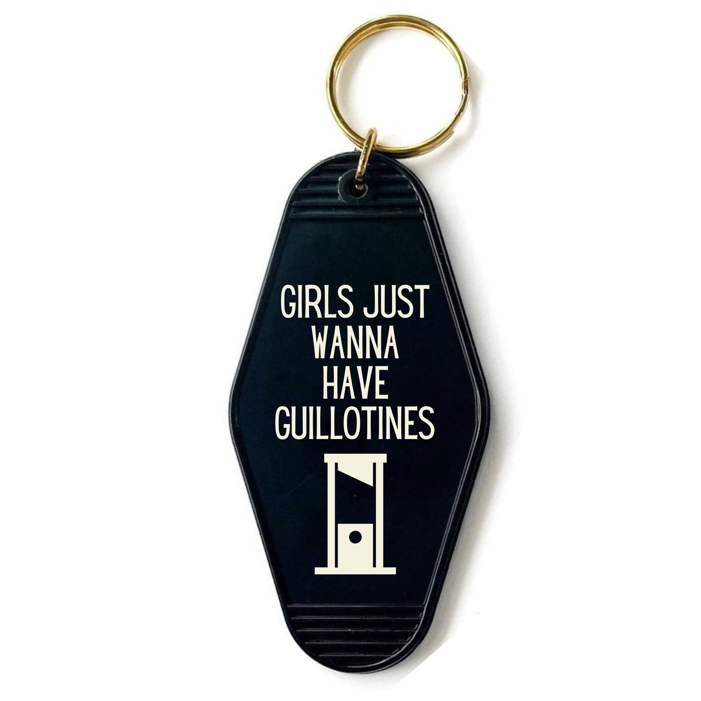 Girls Just Wanna Have Guillotines Motel Style Keychain in Black