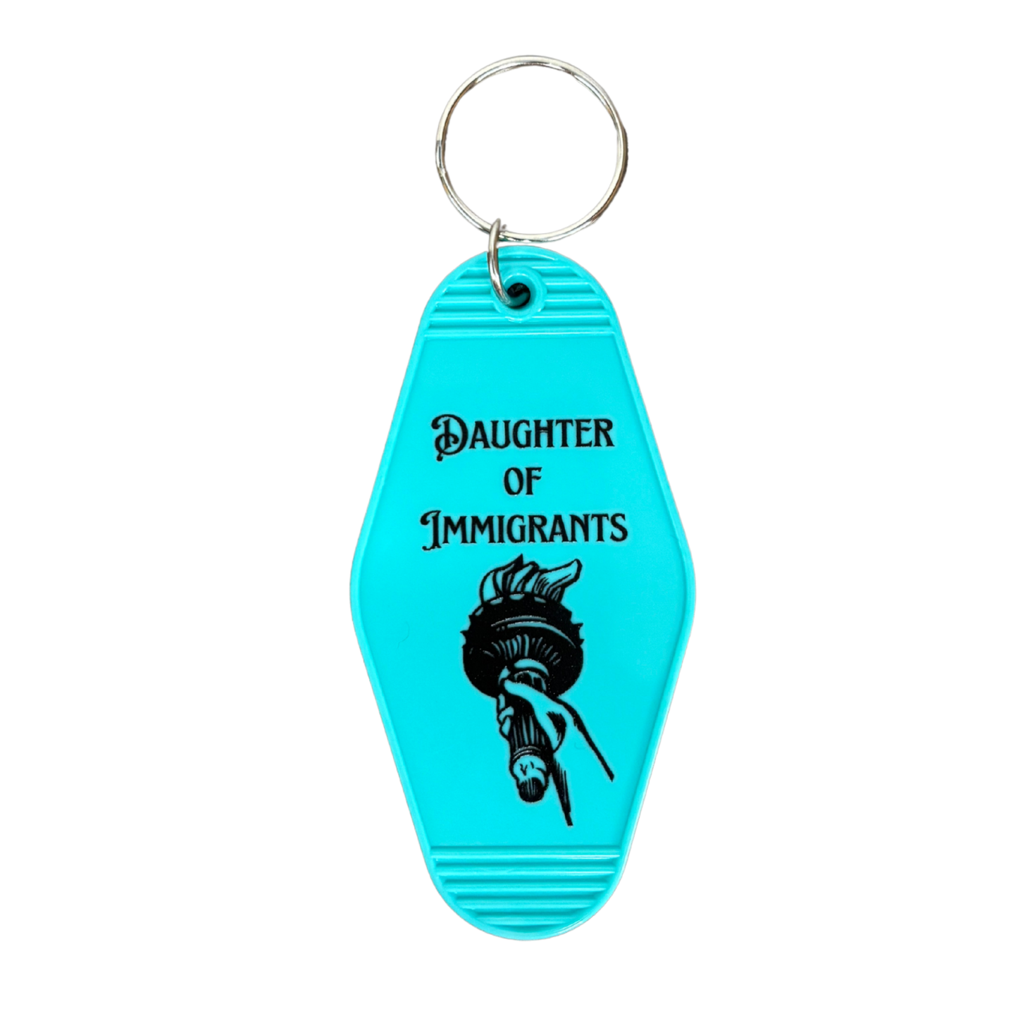 Daughter Of Immigrants Motel Style Keychain in Mint Green