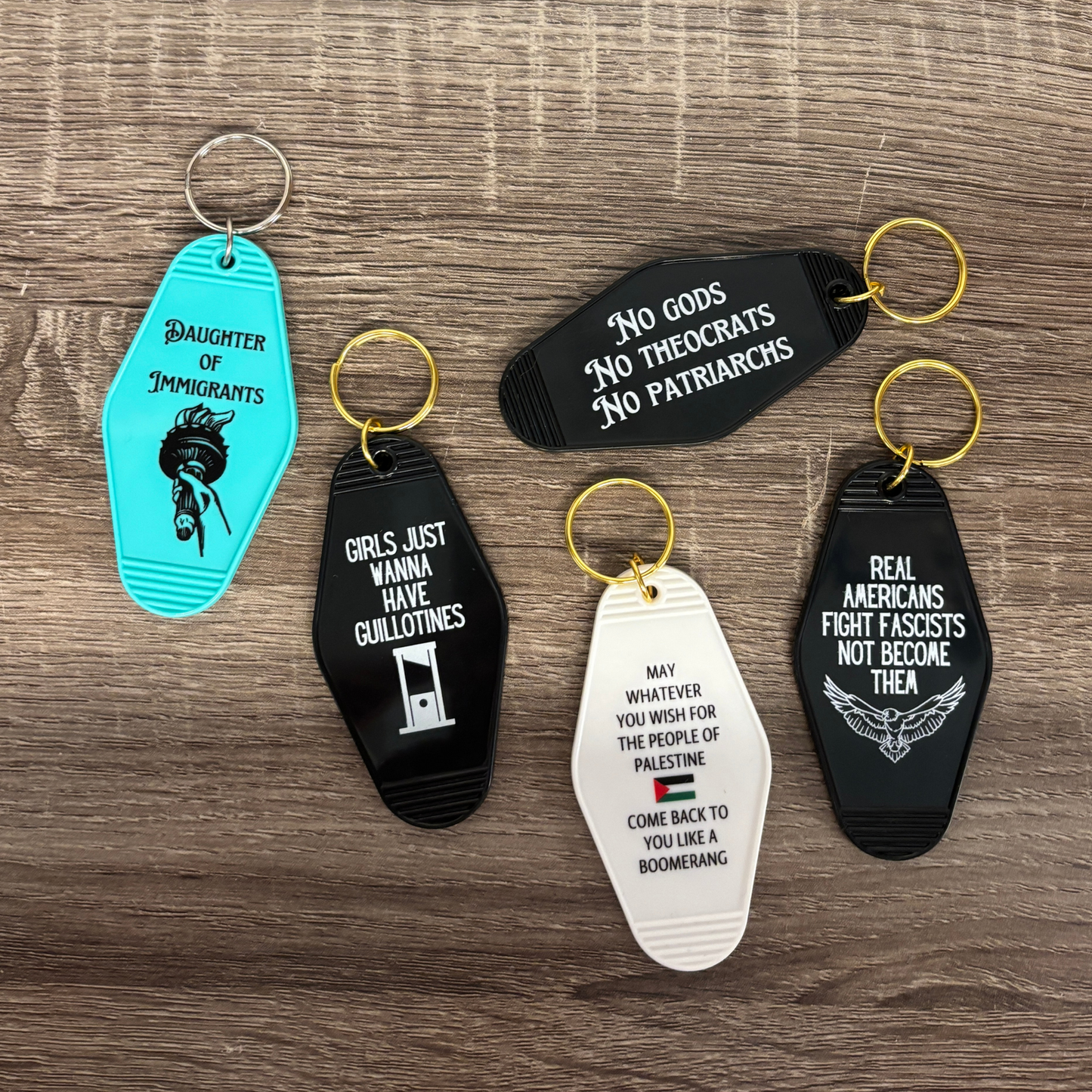 May Whatever You Wish Come Back To You Like A Boomerang Motel Style Keychain in White