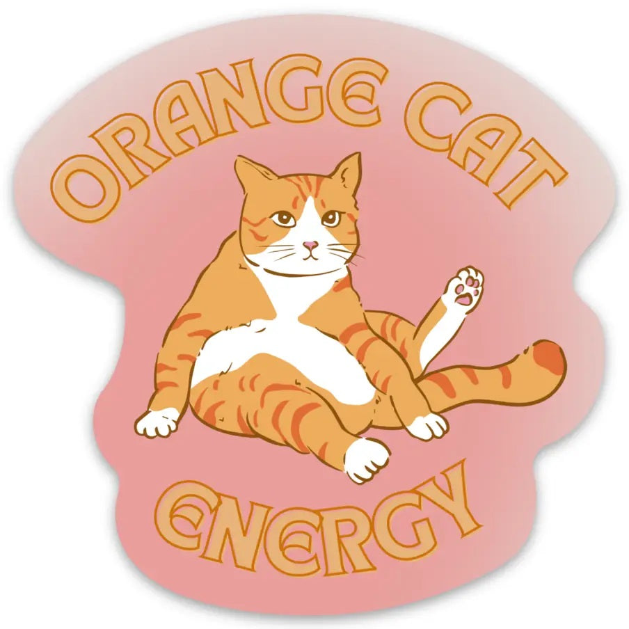 100 Bulk Pack Orange Cat Energy Glossy Die Cut Vinyl Sticker