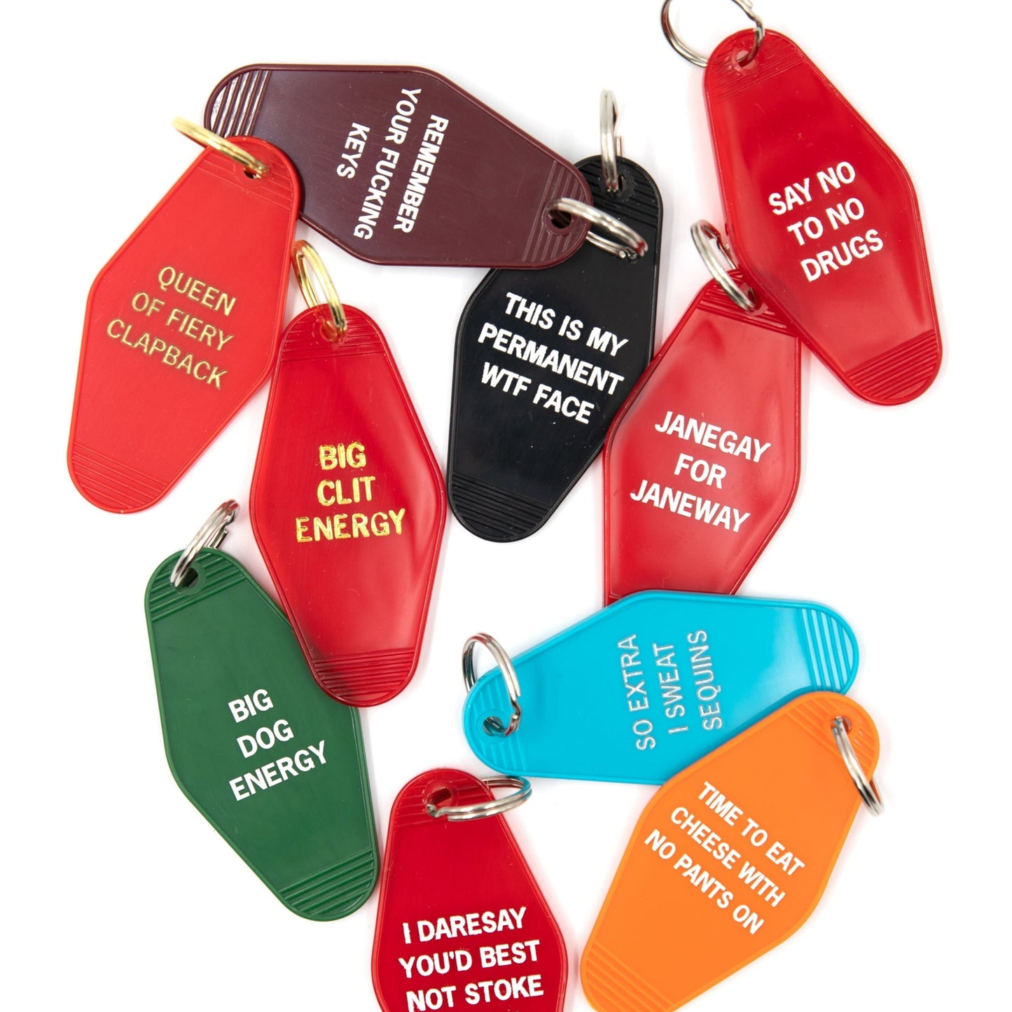 Big Clit Energy Motel Style Keychain in Red and Gold