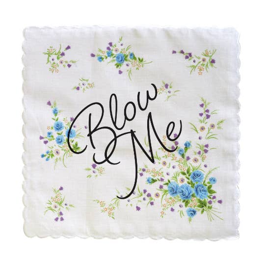Blow Me Retro Floral Print Cotton Handkerchief