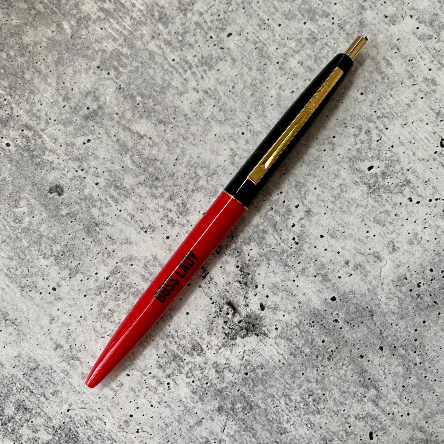 Boss Lady Two-Tone Refillable Pen in Cherry Red and Black