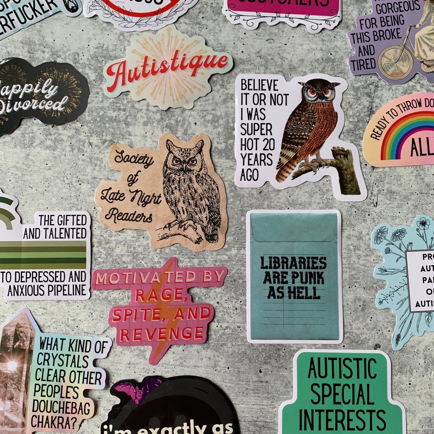 Society Of Late Night Readers Die Cut Owl Vinyl Sticker
