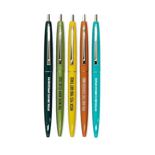 New Employee Appreciation Pen Set | 5 Motivational Refillable Pens for Office Co-workers