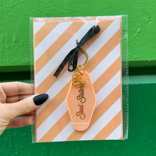 Soul Sisters Motel Style Keychain with Greeting Card