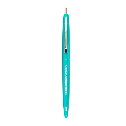This Pen Belongs To A Workplace Hero Refillable Pen in Teal and White