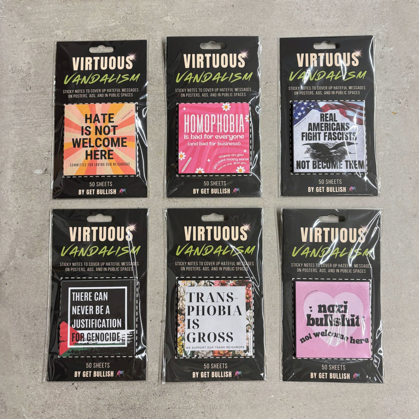 Virtuous Vandalism “Nazi Bullshit Not Welcome Here” Sticky Notes 3" x 3" Pack of 50 | Combat and Cover Offensive Public Messages with Adhesive Protest Notes