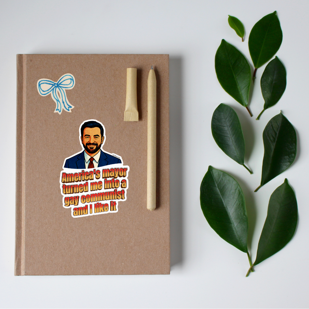 America's Mayor Turned Me Into a Gay Communist and I Like It | Mamdani Sticker | 3.0" x 2.1"-GetBullish-The Bullish Store