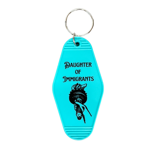 Daughter Of Immigrants Motel Style Keychain in Mint Green