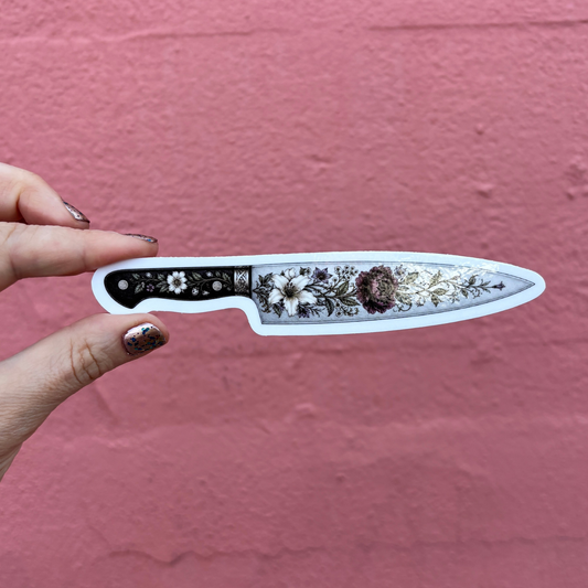 Floral Knife Die Cut Extra-Long Sticker | Knifecore Botanical | 5.6" x 1.1"-GetBullish-The Bullish Store