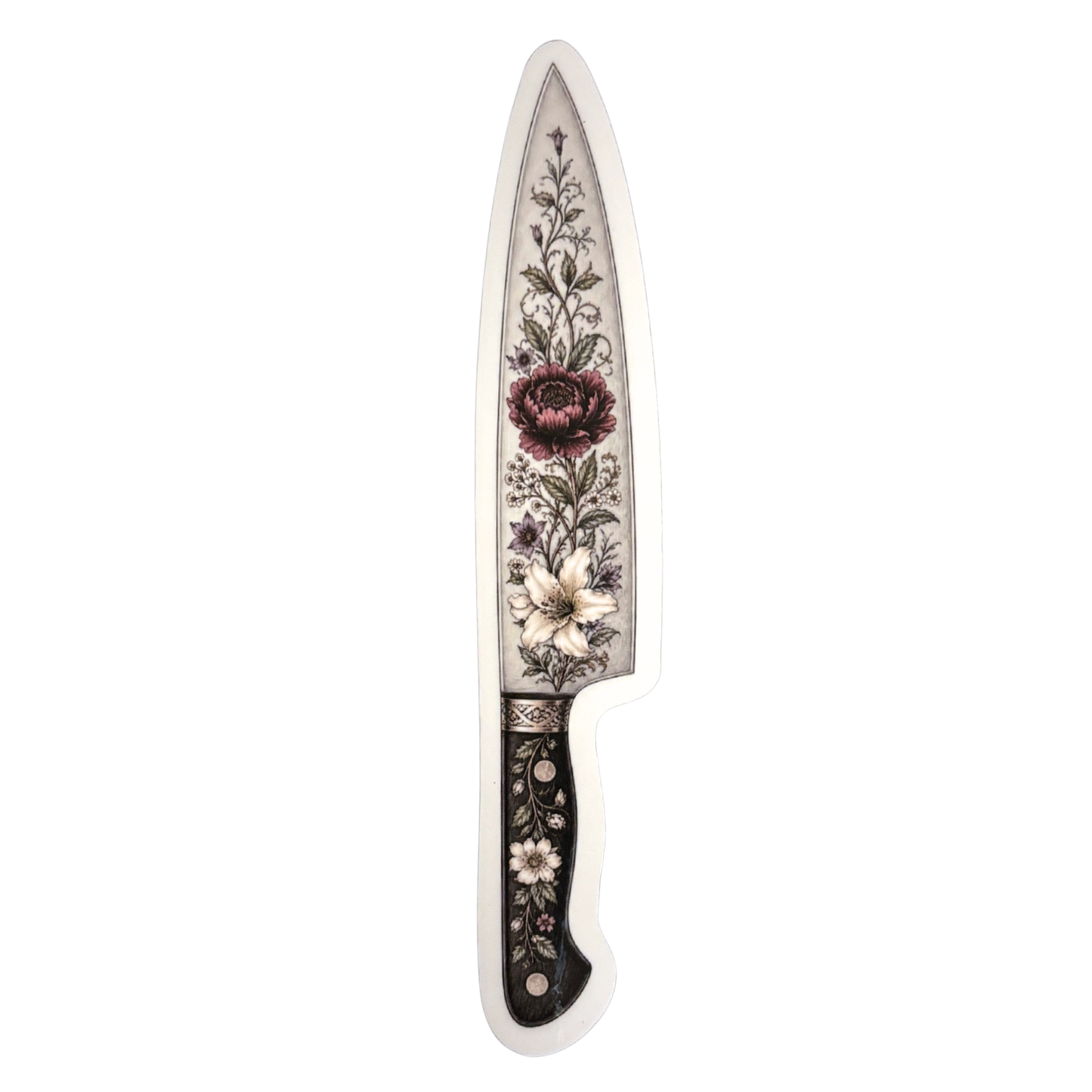 Floral Knife Die Cut Extra-Long Sticker | Knifecore Botanical | 5.6" x 1.1"-GetBullish-The Bullish Store