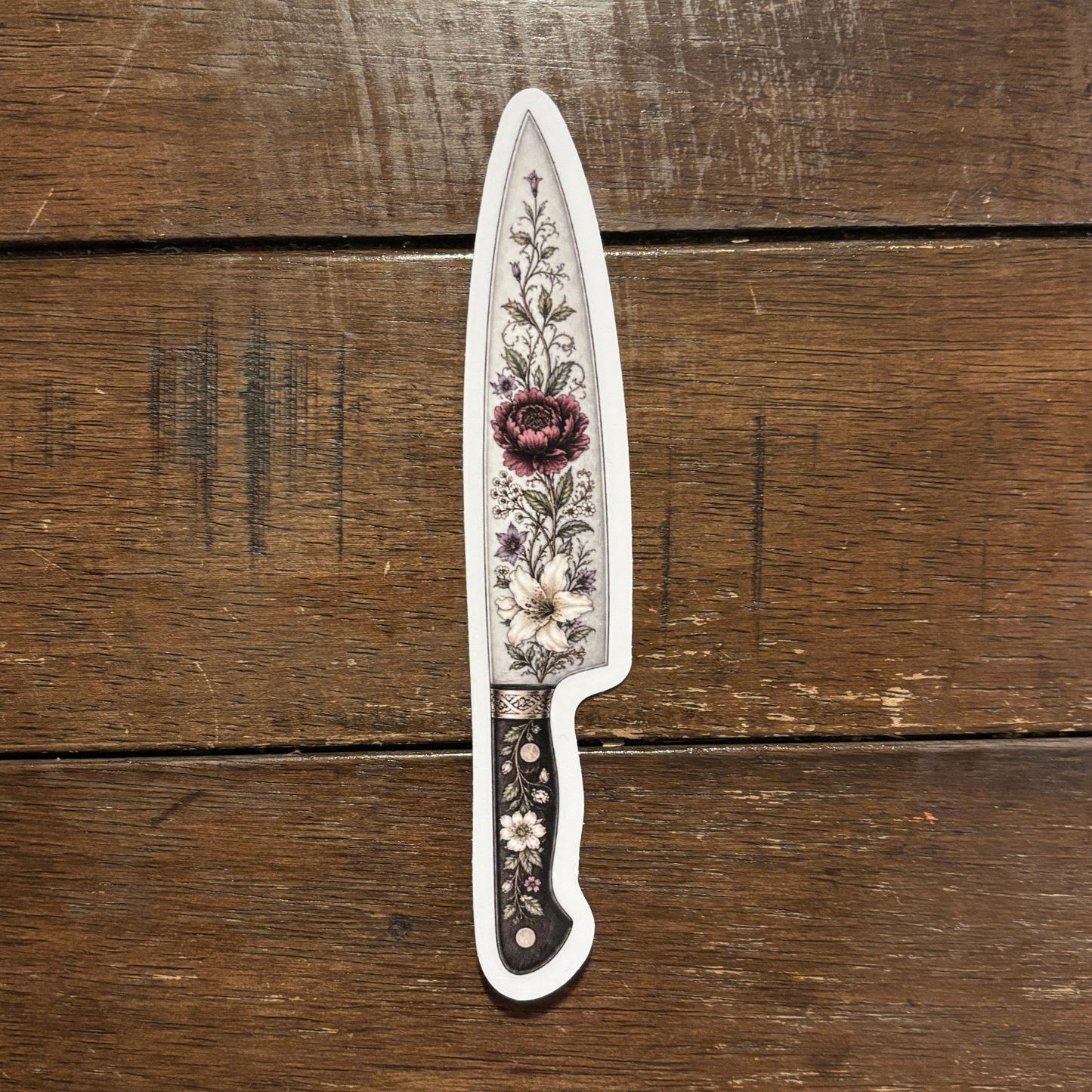 Floral Knife Die Cut Extra-Long Sticker | Knifecore Botanical | 5.6" x 1.1"-GetBullish-The Bullish Store