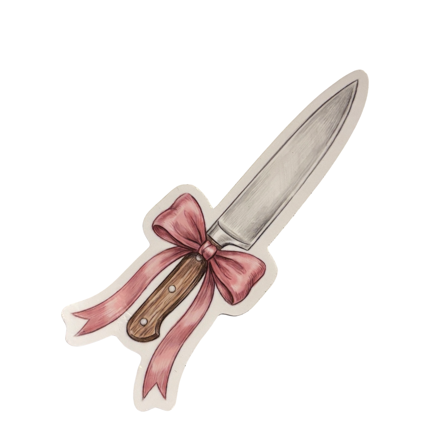 Knife with Pink Bow Die Cut Sticker | Knifecore Coquette | 4.1" x 1.5"-GetBullish-The Bullish Store