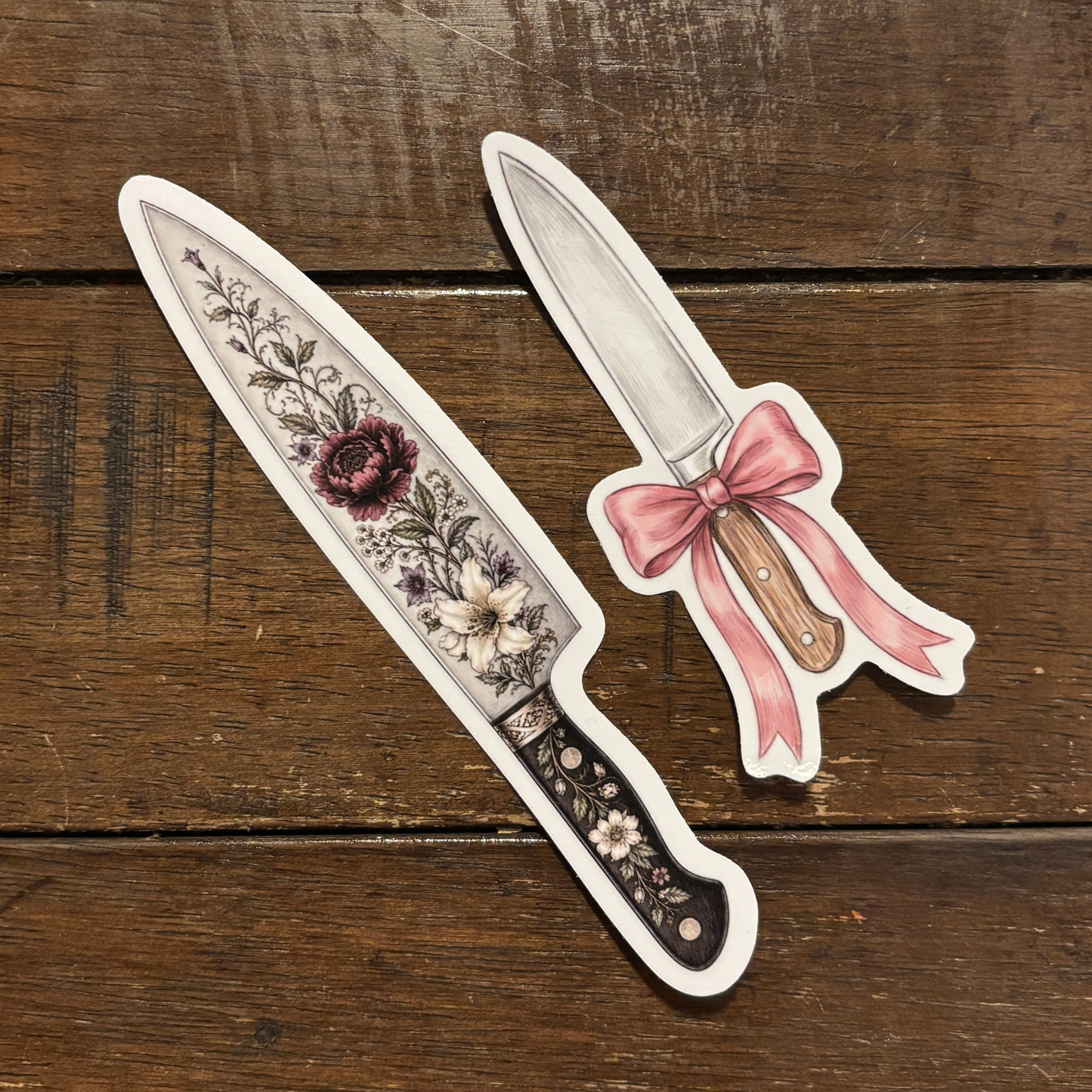 Knife with Pink Bow Die Cut Sticker | Knifecore Coquette | 4.1" x 1.5"-GetBullish-The Bullish Store
