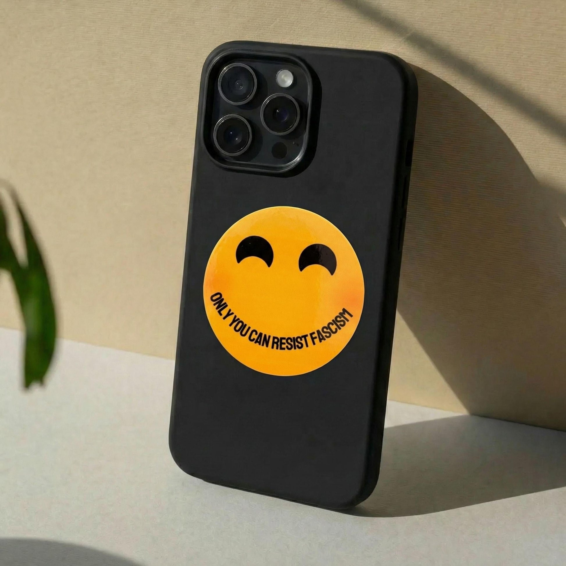 Smiley Only You Can Resist Fascism Sticker | Minimalist Protest Vinyl Decal