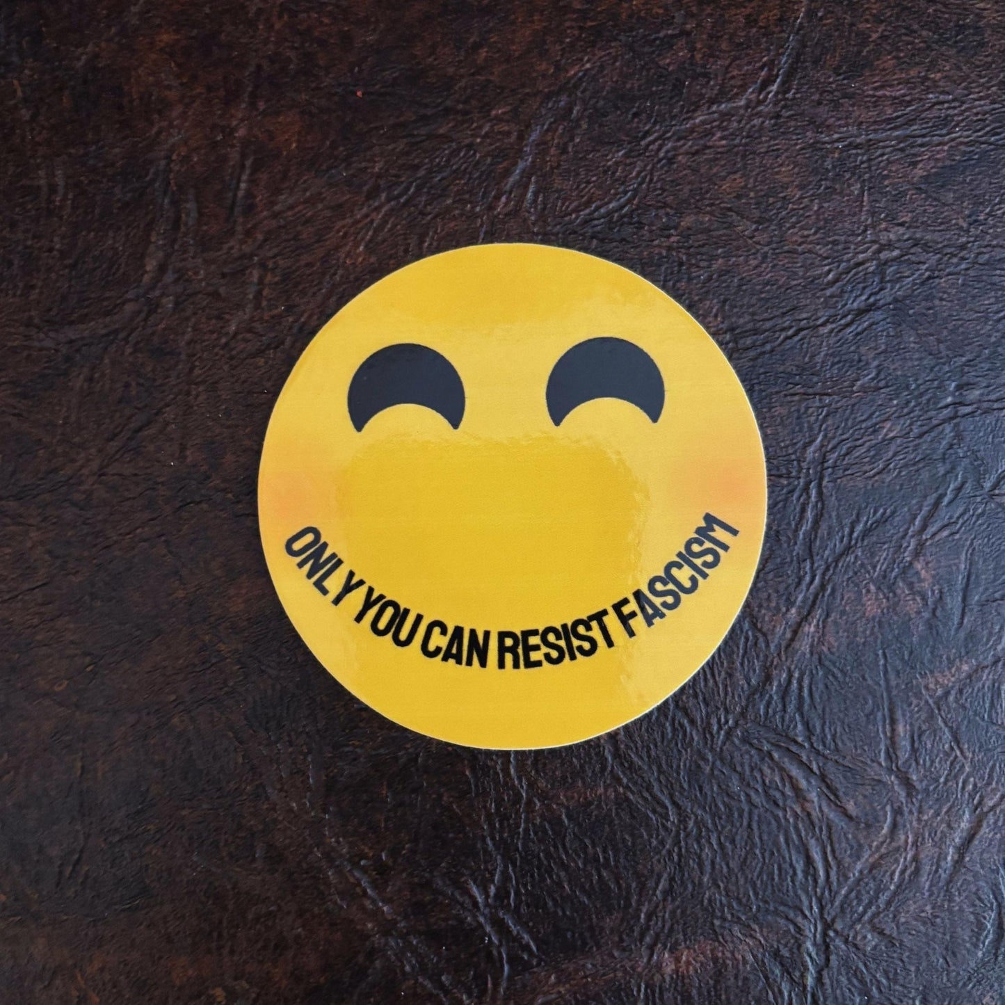 Smiley Only You Can Resist Fascism Sticker | Minimalist Protest Vinyl Decal