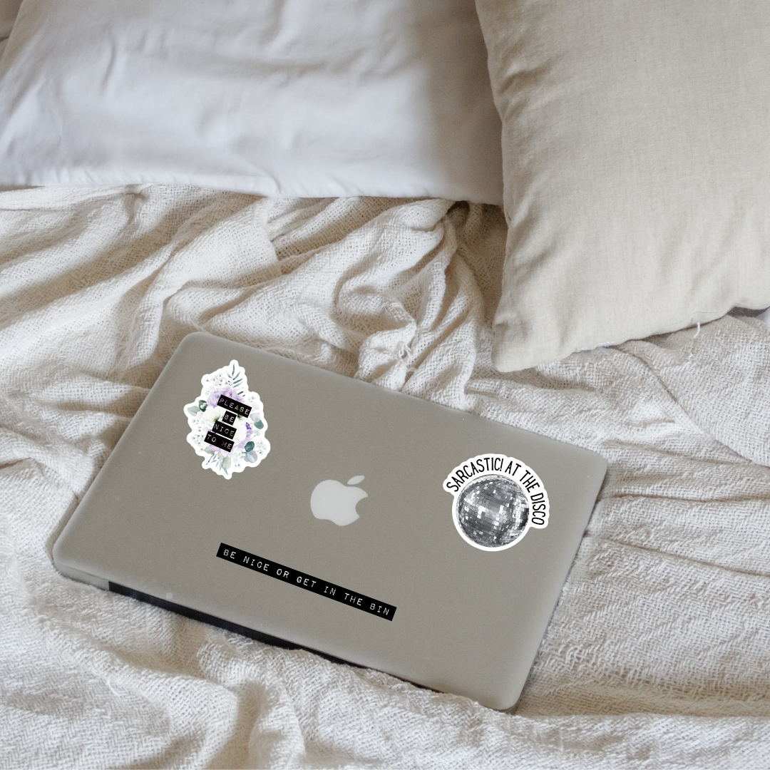 Be Nice Or Get In The Bin | Old-fashioned Label Vinyl Die Cut Sticker | 5.07" x 0.39"