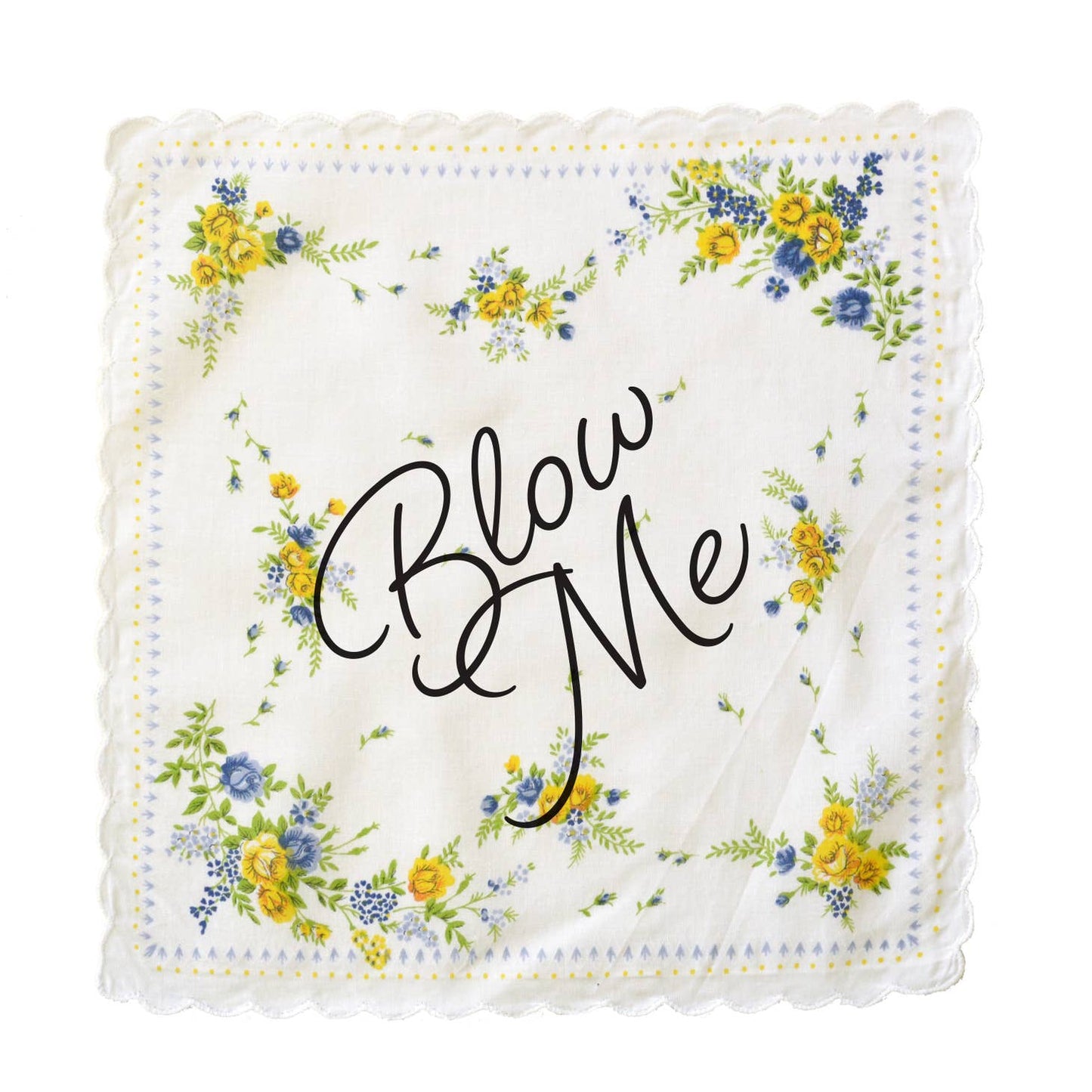 Blow Me Retro Floral Print Cotton Handkerchief