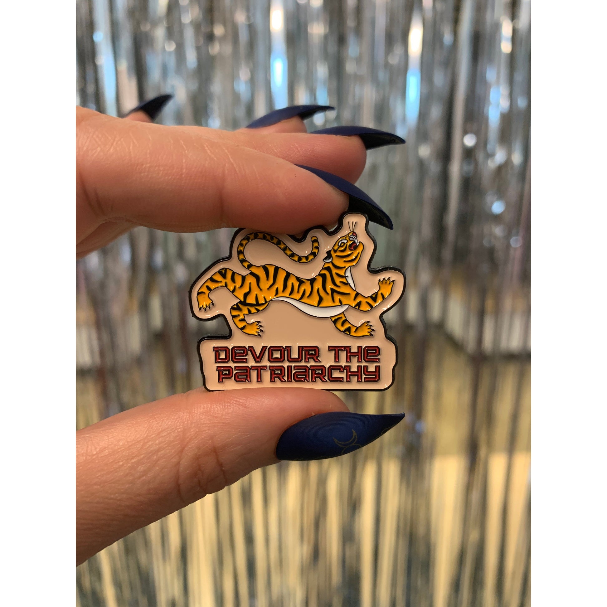 Devour the Patriarchy Feminist Tiger Enamel Pin, Lapel Pin