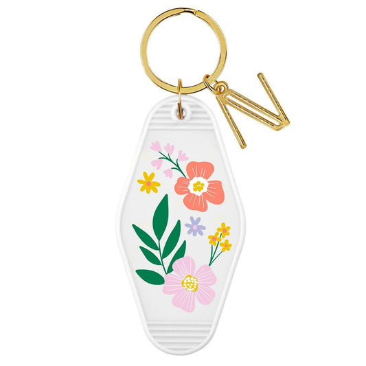 Floral Motel Key Tag | Acrylic with Gold Hardware