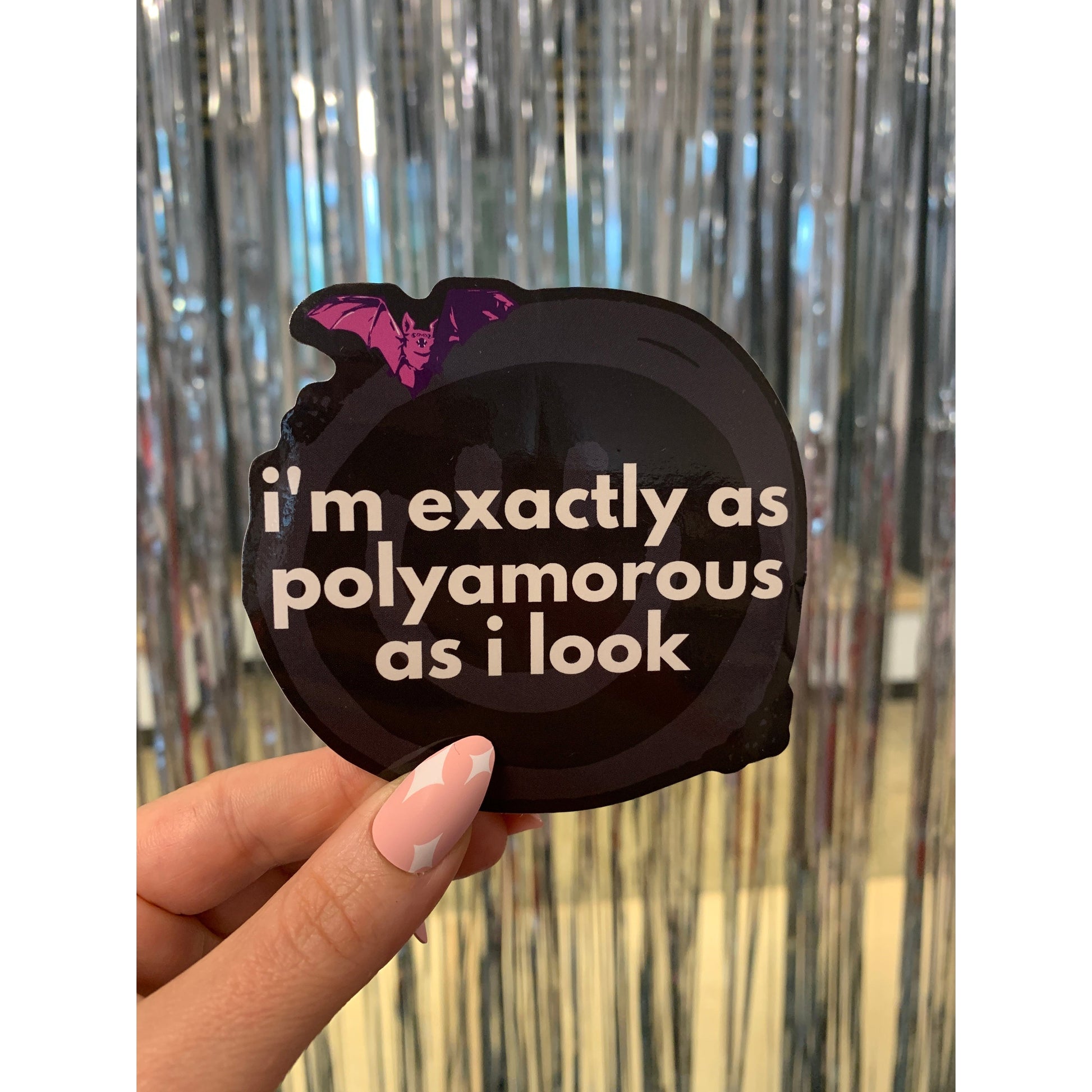 I'm Exactly as Polyamorous as I Look Die Cut Black Smiley Vinyl Sticker