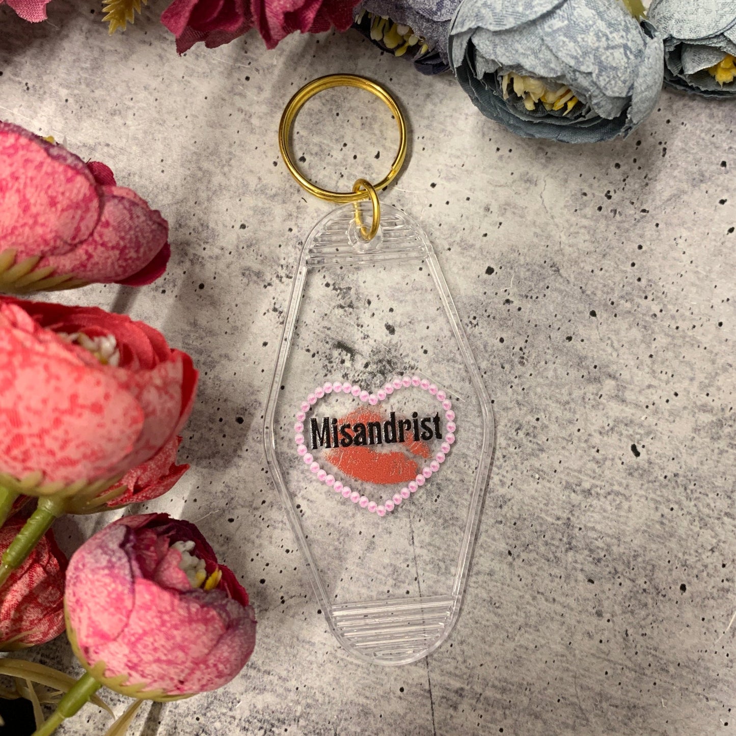 Misandrist Motel Keychain Crystal Clear