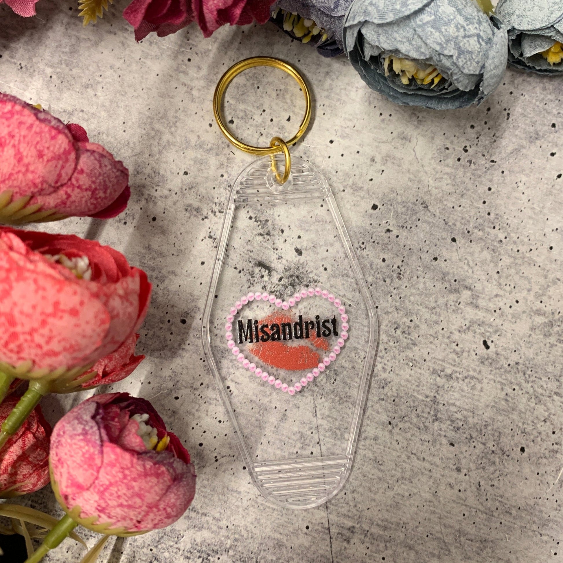Misandrist Motel Keychain Crystal Clear